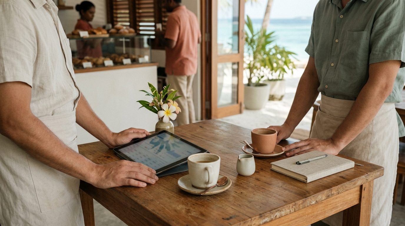 Walking through Foodops on a tablet