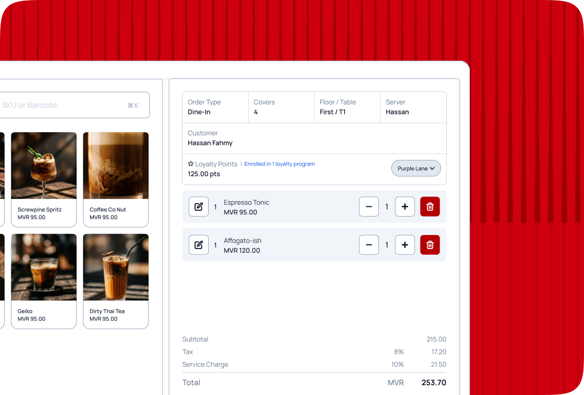 Counter App — the screen as it looks in Foodops