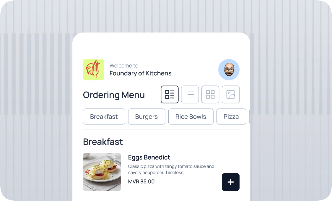 Online Ordering — the screen as it looks in Foodops