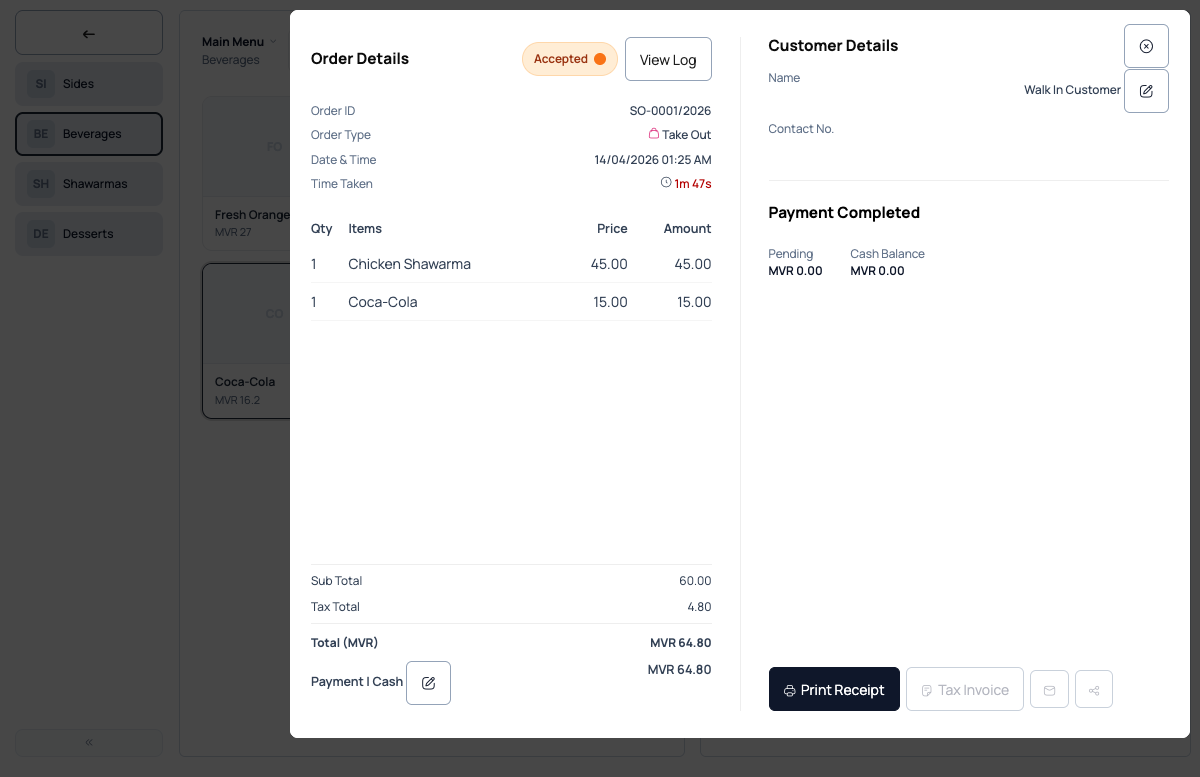 Order completed with payment confirmed