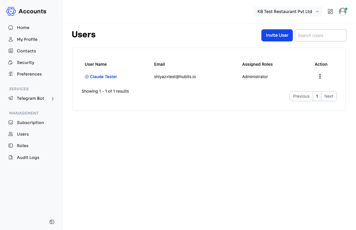 SSO Users list with Claude Tester as Administrator, Invite User button, per-user Edit action