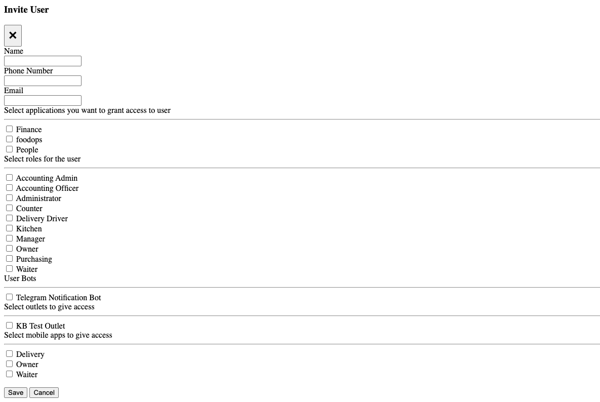 Invite User modal — LEGACY SSO portal form (retired)